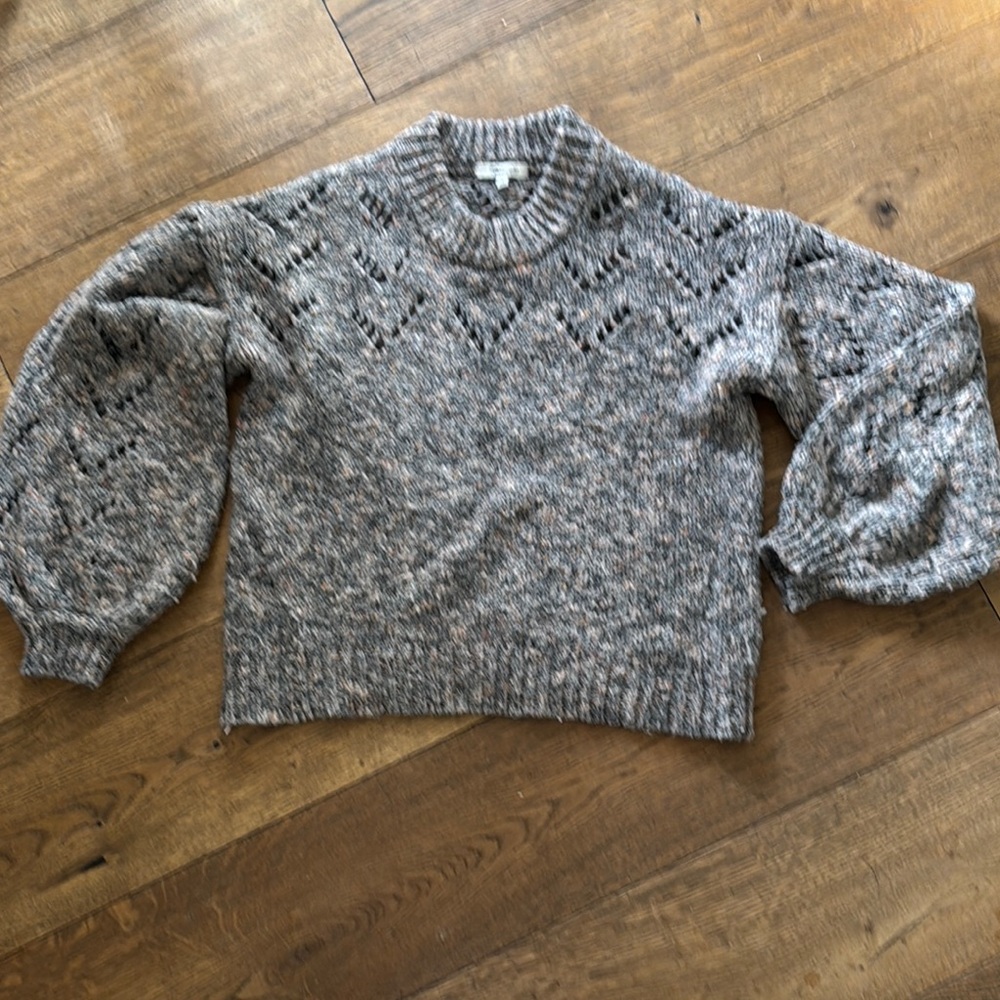 Madewell Gray Chunky Knit Crew Neck Sweater
